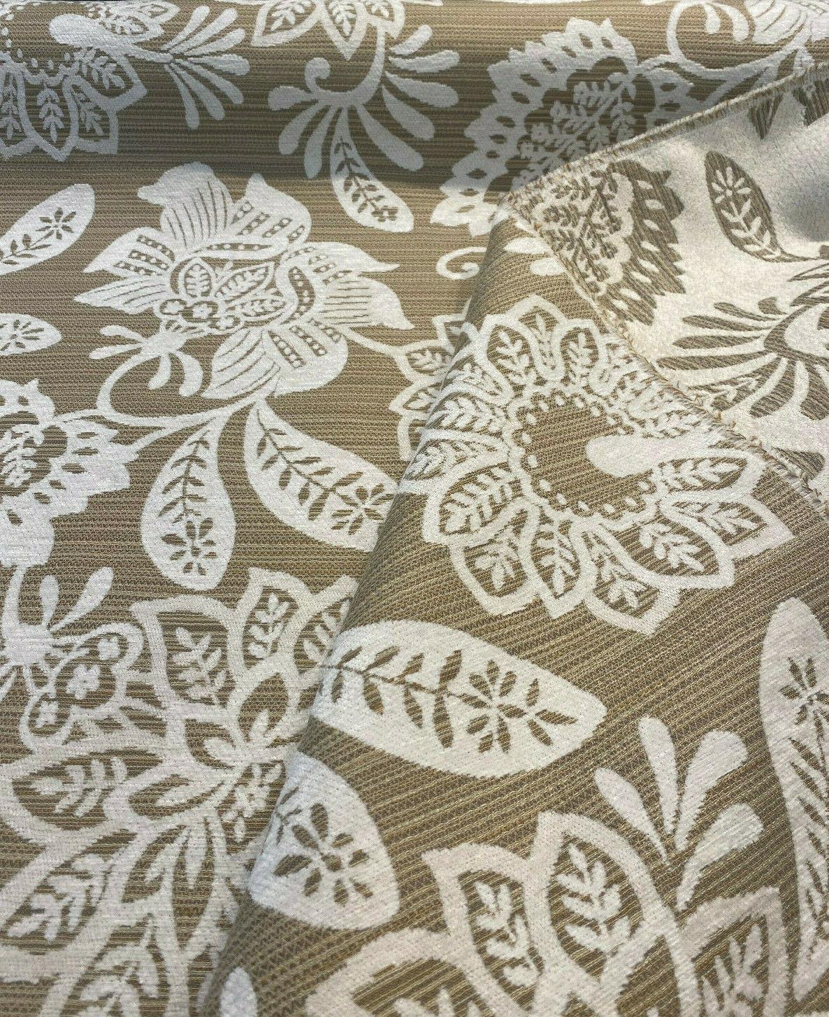 Robert Allen Mettaline Chenille Fabric - Pumice Floral, 58" Width (1 Yard)