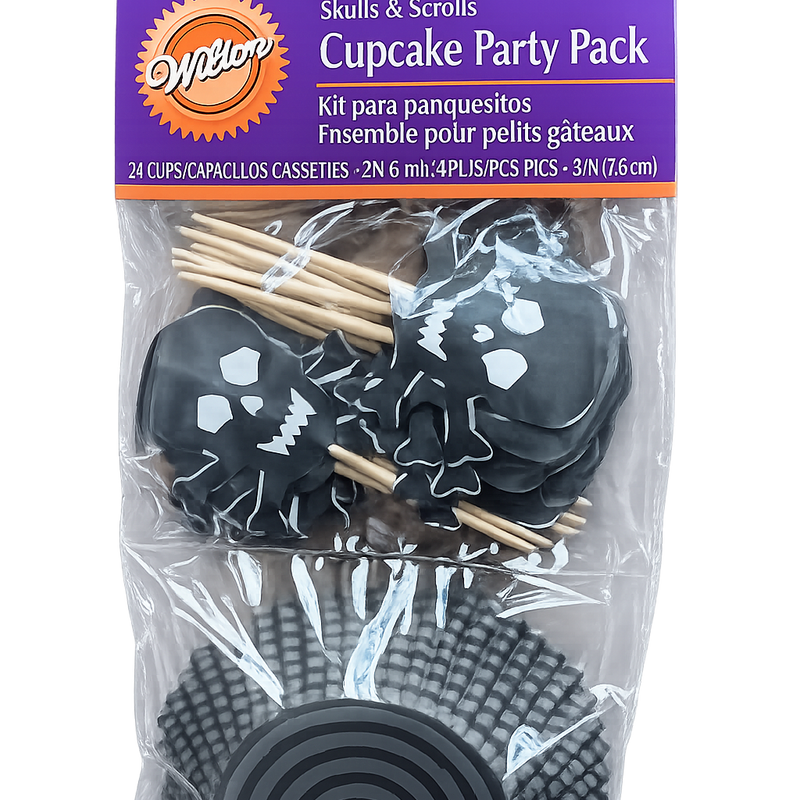Wilton Skulls and Scrolls Halloween Cupcake Party Pack – 48 Piece