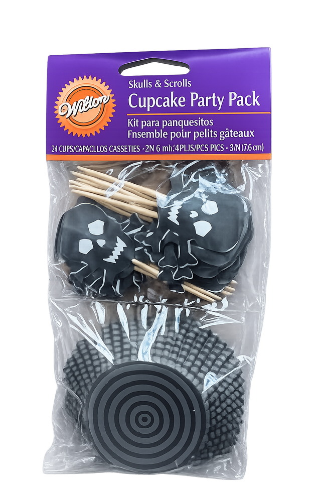 Wilton Skulls and Scrolls Halloween Cupcake Party Pack – 48 Piece
