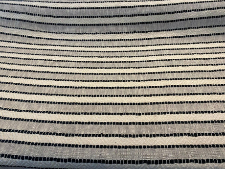 Inca Trail Domino Black Cotton Fabric - Black Ivory Cream Textured Stripe, Chevron, 54" Width (1 Yard)