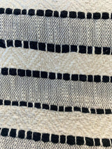 Inca Trail Domino Black Cotton Fabric - Black Ivory Cream Textured Stripe, Chevron, 54" Width (1 Yard)