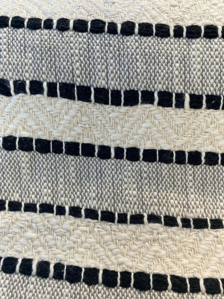 Inca Trail Domino Black Cotton Fabric - Black Ivory Cream Textured Stripe, Chevron, 54" Width (1 Yard)