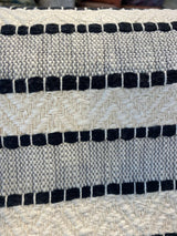 Inca Trail Domino Black Cotton Fabric - Black Ivory Cream Textured Stripe, Chevron, 54" Width (1 Yard)