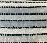 Inca Trail Domino Black Cotton Fabric - Black Ivory Cream Textured Stripe, Chevron, 54" Width (1 Yard)