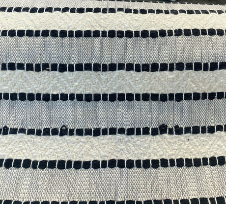 Inca Trail Domino Black Cotton Fabric - Black Ivory Cream Textured Stripe, Chevron, 54" Width (1 Yard)