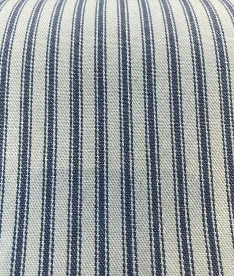 Waverly Classic Ticking Stripes Cotton Fabric - Beige Background With Graphite Blue Stripes, 55" Width (1 Yard)