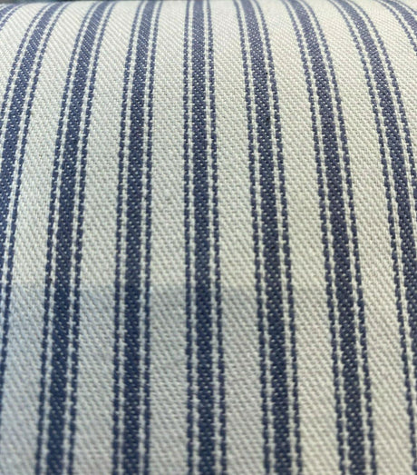 Waverly Classic Ticking Stripes Cotton Fabric - Beige Background With Graphite Blue Stripes, 55" Width (1 Yard)