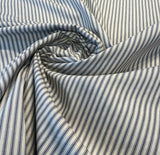 Waverly Classic Ticking Stripes Cotton Fabric - Beige Background With Graphite Blue Stripes, 55" Width (1 Yard)