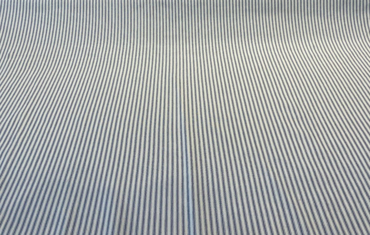 Waverly Classic Ticking Stripes Cotton Fabric - Beige Background With Graphite Blue Stripes, 55" Width (1 Yard)
