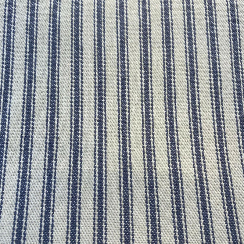 Waverly Classic Ticking Stripes Cotton Fabric - Beige Background With Graphite Blue Stripes, 55" Width (1 Yard)