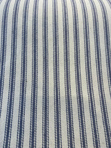 Waverly Classic Ticking Stripes Cotton Fabric - Beige Background With Graphite Blue Stripes, 55" Width (1 Yard)