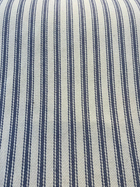 Waverly Classic Ticking Stripes Cotton Fabric - Beige Background With Graphite Blue Stripes, 55" Width (1 Yard)