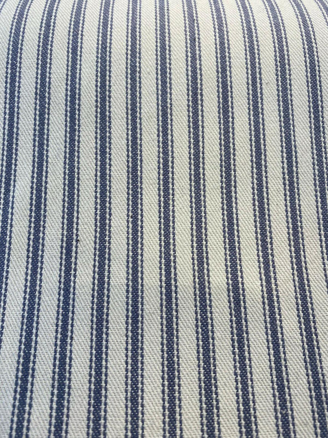 Waverly Classic Ticking Stripes Cotton Fabric - Beige Background With Graphite Blue Stripes, 55" Width (1 Yard)
