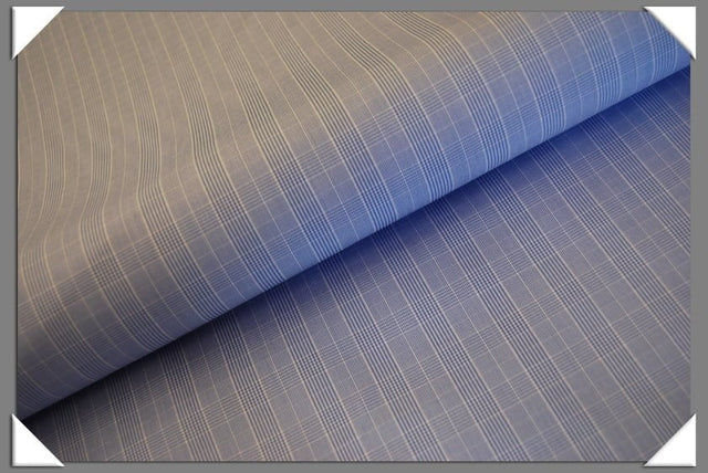 Glen Plaid 100 Percent Cotton Fabric - Light Blue Plaid, 58/60" Width