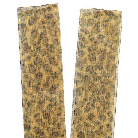 Leopard Pattern Sheer Ribbon 1 1/2 '' X 10 yd - Leopard Color 1 / ROLL