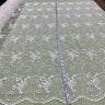 1 Yard - Beaded Lace Fabric Embroidered on 100% Polyester Net Mesh - Ivory - 52"