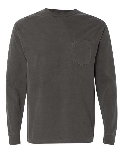 Comfort Colors® Garment-Dyed Heavyweight Crewneck Long Sleeve Pocket T-Shirt