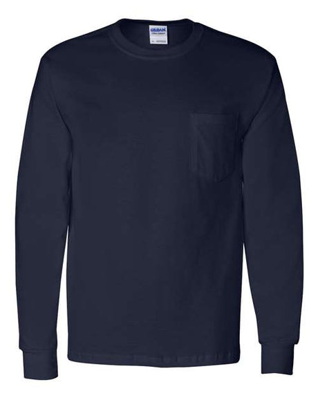 Gildan® Ultra Cotton Crewneck Long Sleeve Pocket T-Shirt - 2410