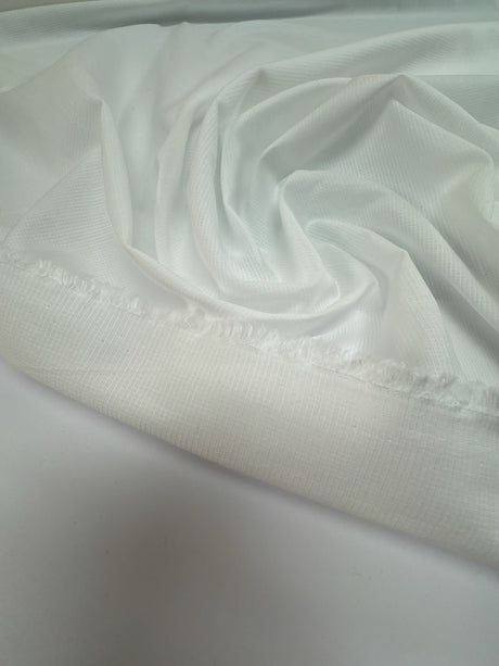 Viscose Woven Checked White Fabric