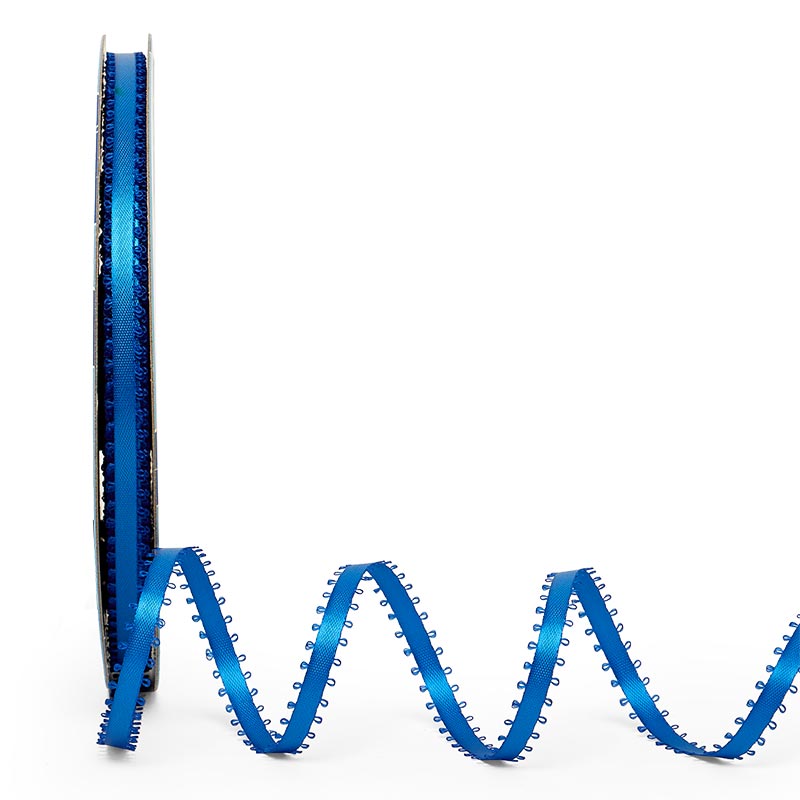 Picot Edge Satin Ribbon 3/8 '' X 50 yd Royal Blue Color 1 / roll