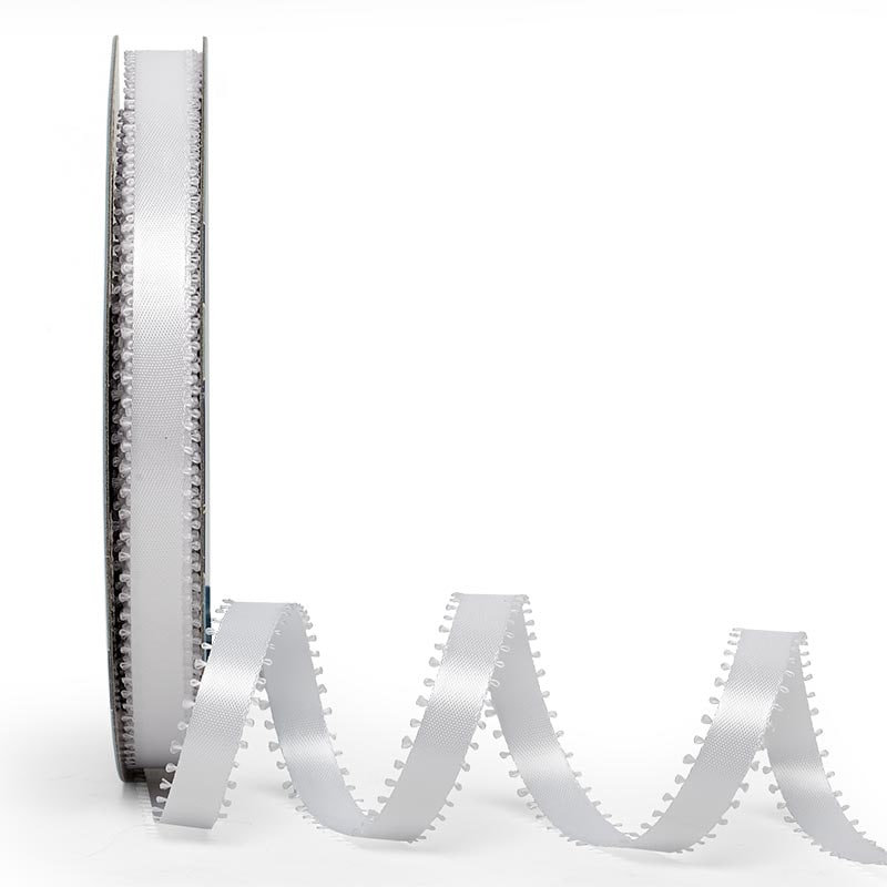 Picot Edge Satin Ribbon 3/8 '' X 50 yd White Color 1 / roll