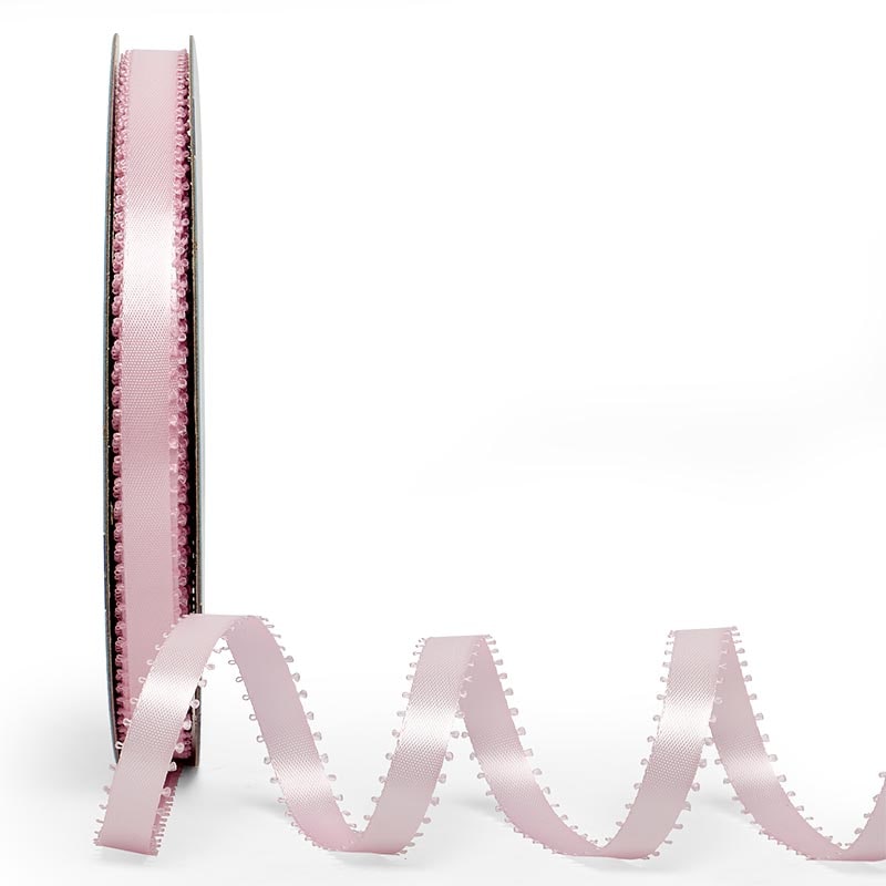 Picot Edge Satin Ribbon 3/8 '' X 50 yd Light Pink Color 1 / roll