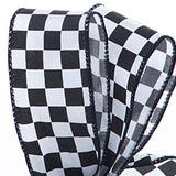 Checkered Print Satin Ribbons 1 1/2 '' X 10 yd - White Color 1 / ROLL