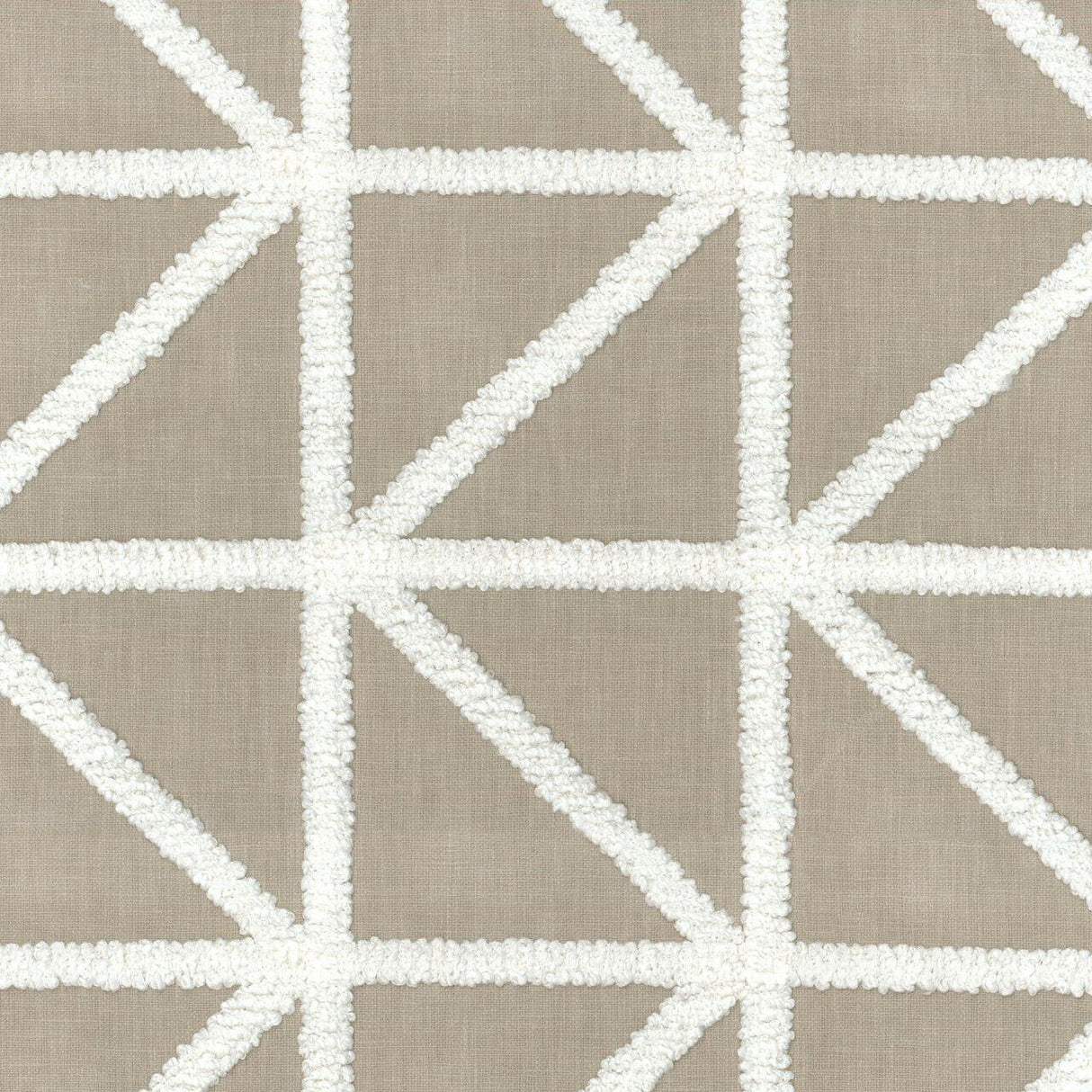 Waverly Port Of Call Sail Embroidered Fabric - White On Sand Lattice, 55" Width (1 Yard)