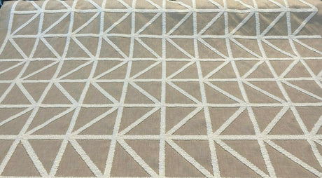 Waverly Port Of Call Sail Embroidered Fabric - White On Sand Lattice, 55" Width (1 Yard)