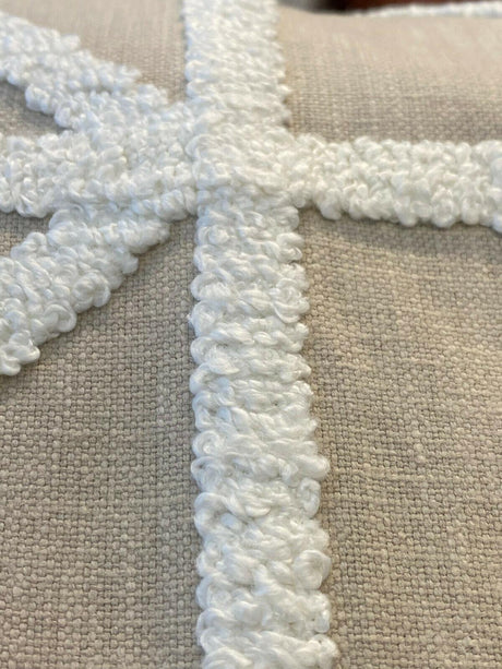Waverly Port Of Call Sail Embroidered Fabric - White On Sand Lattice, 55" Width (1 Yard)
