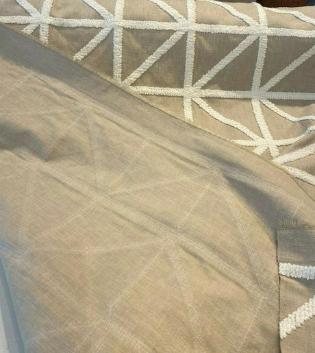 Waverly Port Of Call Sail Embroidered Fabric - White On Sand Lattice, 55" Width (1 Yard)