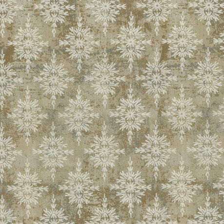 P Kaufmann Embroidered Asterisk Driftwood Cotton Fabric - Taupe, Beige, Steel Blue, 54" Width, Medallion Southwestern Lodge Pattern (1 Yard)
