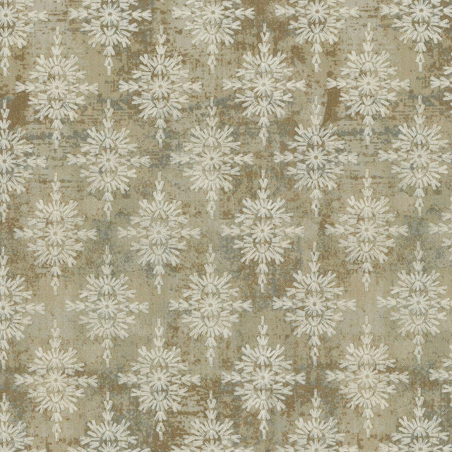 P Kaufmann Embroidered Asterisk Driftwood Cotton Fabric - Taupe, Beige, Steel Blue, 54" Width, Medallion Southwestern Lodge Pattern (1 Yard)