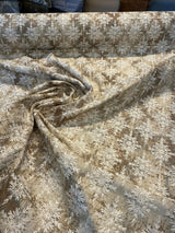 P Kaufmann Embroidered Asterisk Driftwood Cotton Fabric - Taupe, Beige, Steel Blue, 54" Width, Medallion Southwestern Lodge Pattern (1 Yard)