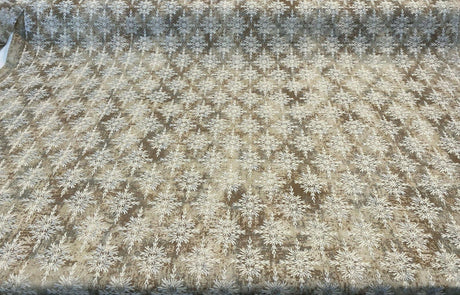P Kaufmann Embroidered Asterisk Driftwood Cotton Fabric - Taupe, Beige, Steel Blue, 54" Width, Medallion Southwestern Lodge Pattern (1 Yard)