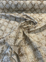 P Kaufmann Embroidered Asterisk Driftwood Cotton Fabric - Taupe, Beige, Steel Blue, 54" Width, Medallion Southwestern Lodge Pattern (1 Yard)
