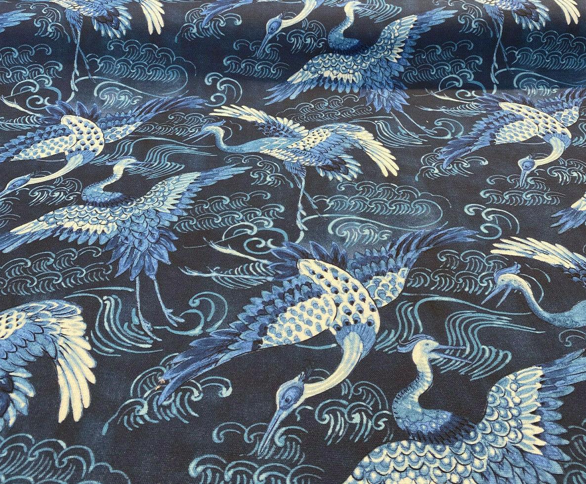 Long Life Baltic Blue Birds Cotton Fabric - Blue Birds, 54" Width (1 Yard)