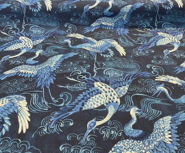 Long Life Baltic Blue Birds Cotton Fabric - Blue Birds, 54" Width (1 Yard)