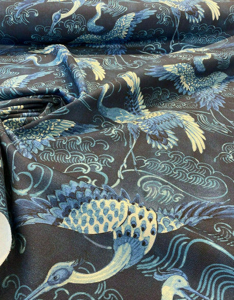 Long Life Baltic Blue Birds Cotton Fabric - Blue Birds, 54" Width (1 Yard)