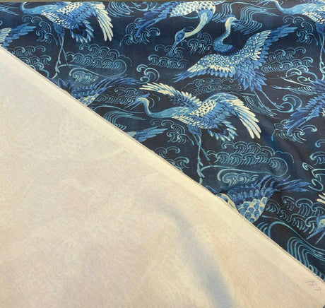 Long Life Baltic Blue Birds Cotton Fabric - Blue Birds, 54" Width (1 Yard)