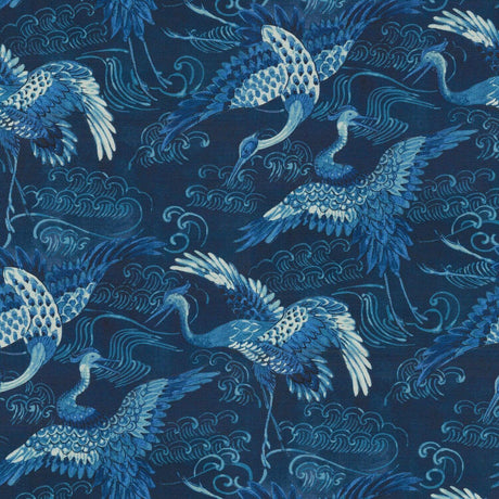 Long Life Baltic Blue Birds Cotton Fabric - Blue Birds, 54" Width (1 Yard)