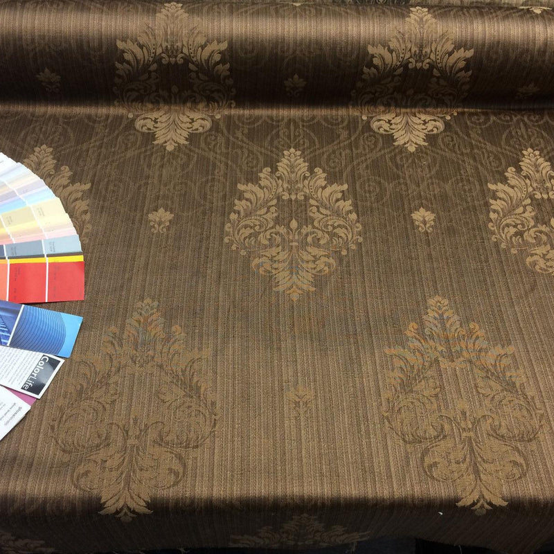 Brown Latte Excellent Damask Drapery Fabric - Damask Drapery Fabric, Brown, 56" Width (By The Yard)