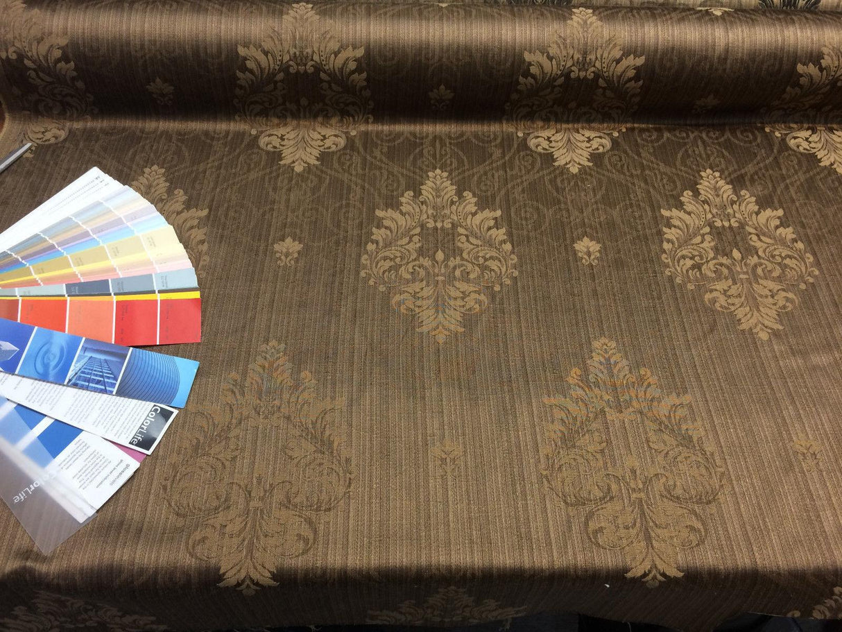 Brown Latte Excellent Damask Drapery Fabric - Damask Drapery Fabric, Brown, 56" Width (By The Yard)