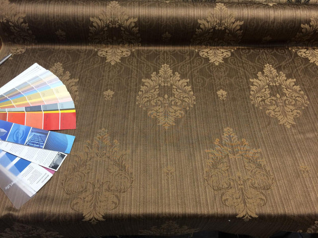 Brown Latte Excellent Damask Drapery Fabric - Damask Drapery Fabric, Brown, 56" Width (By The Yard)