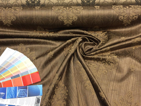 Brown Latte Excellent Damask Drapery Fabric - Damask Drapery Fabric, Brown, 56" Width (By The Yard)