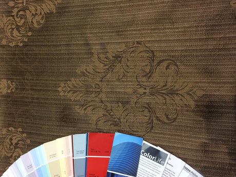 Brown Latte Excellent Damask Drapery Fabric - Damask Drapery Fabric, Brown, 56" Width (By The Yard)