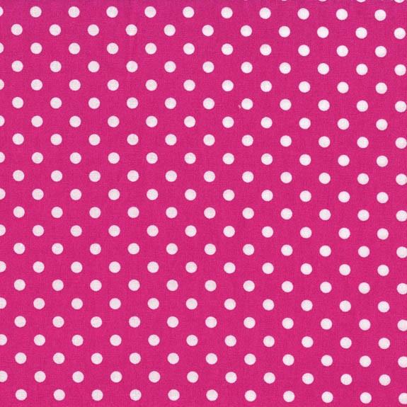 1/4″ Quarter inches White Polka Dot on Fuchsia Poly Cotton Fabric,