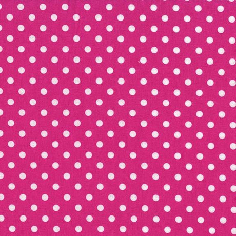 1/4″ Quarter inches White Polka Dot on Fuchsia Poly Cotton Fabric,