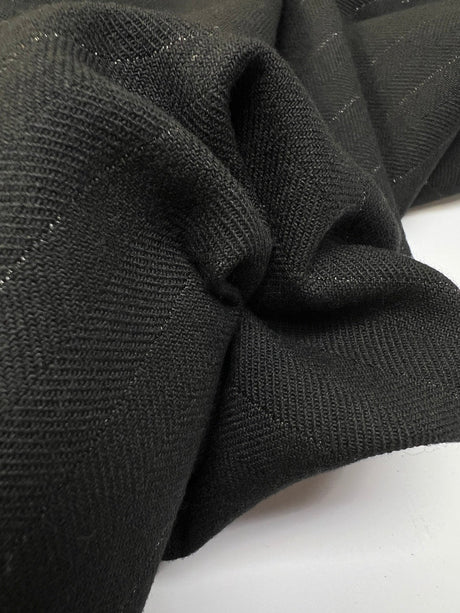 Black Cotton Lurex Twill Fabric