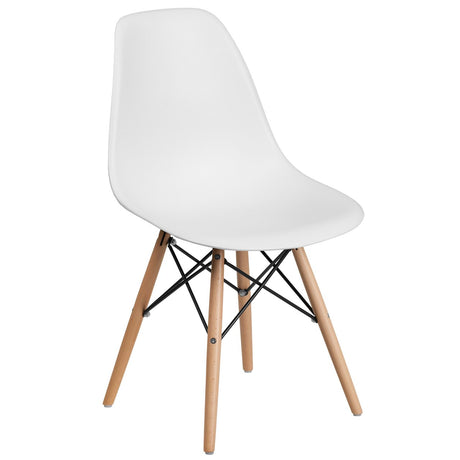 Merrick Lane Elton Series Polypropylene Accent Chair with Metal Braced Wooden Legs